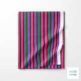 Purple, green, black and pink vertical stripes fabric