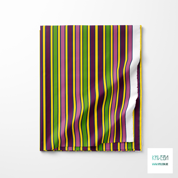 Pink, purple, yellow and green vertical stripes fabric