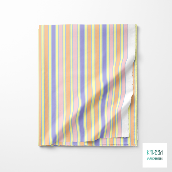 Purple, pink, yellow and orange vertical stripes fabric