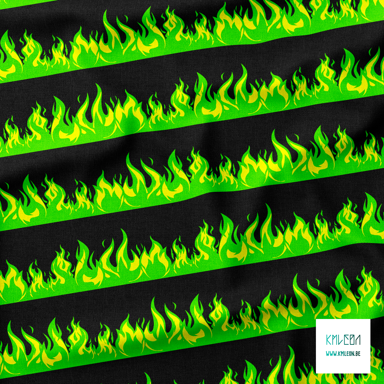 Slime green flames fabric