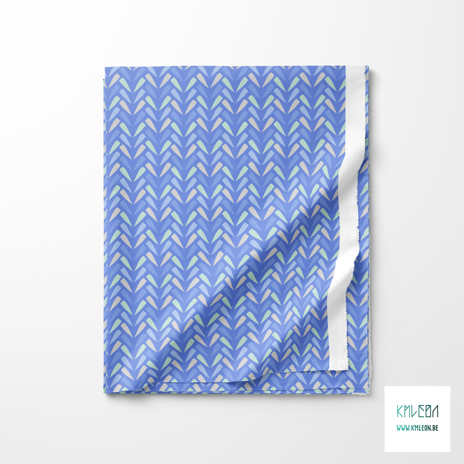 Mint green, grey and periwinkle chevron fabric