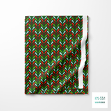 Red, light blue and green chevron fabric