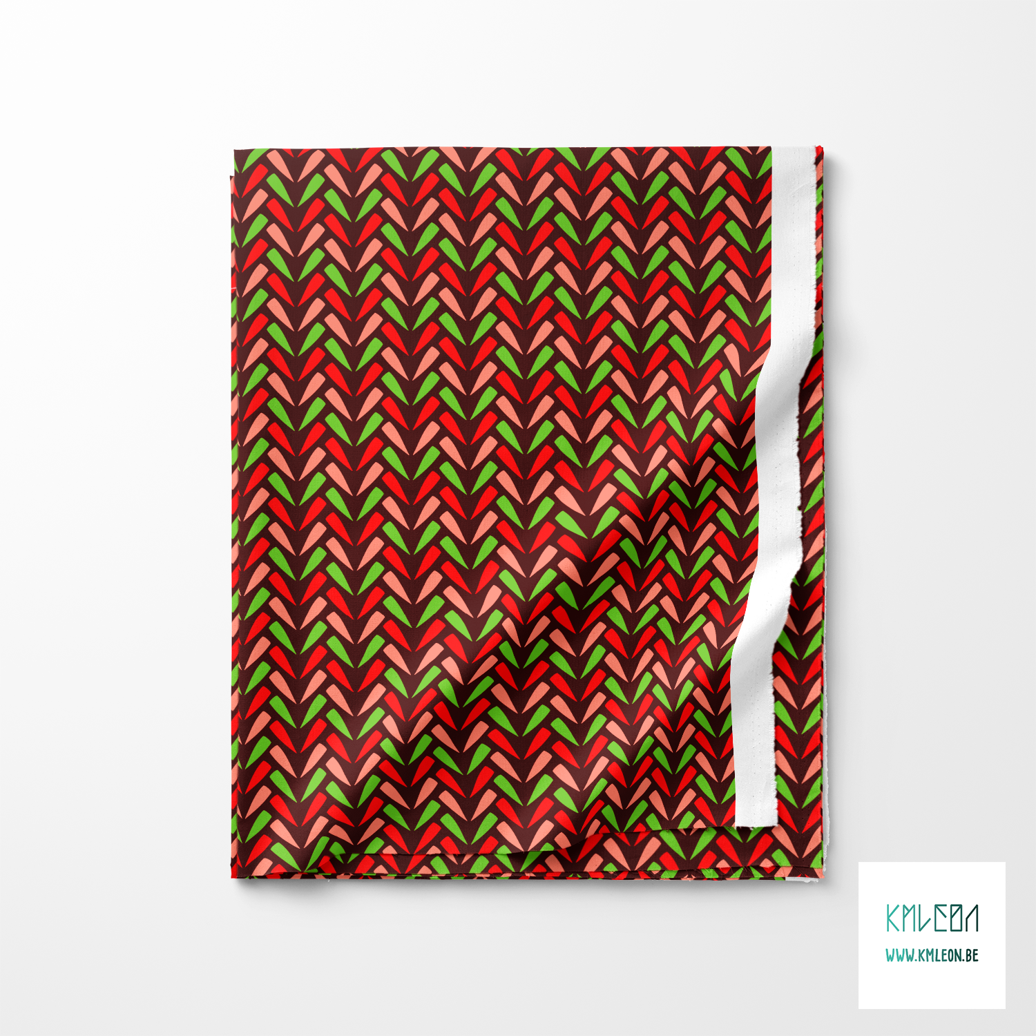 Pink, green and red chevron fabric