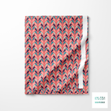 Pink, mint green, teal and navy chevron fabric
