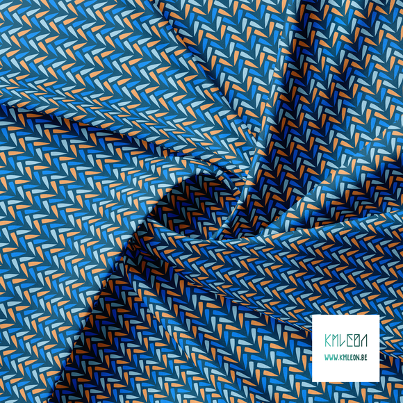 Blue and orange chevron fabric