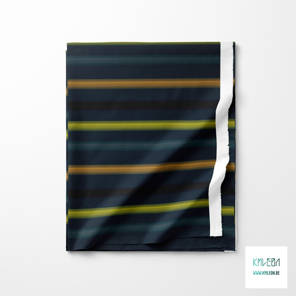 Soft horizontal stripes in black, yellow, grey and orange fabric