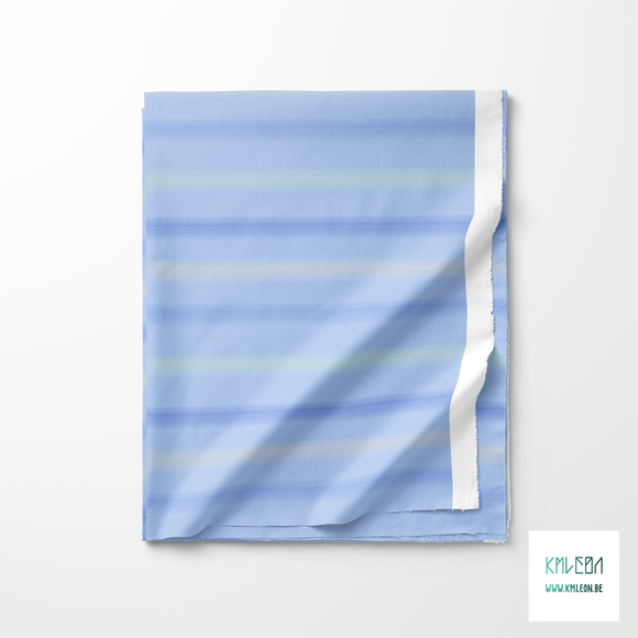Soft horizontal stripes in mint green, grey and periwinkle fabric