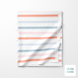 Soft horizontal stripes in blue, orange and pink fabric