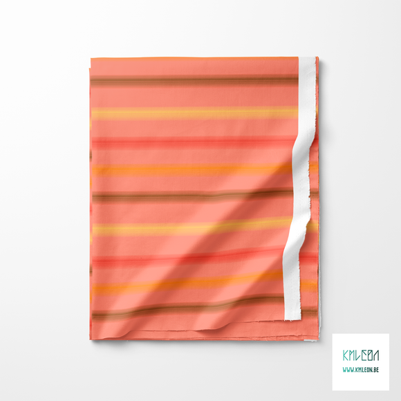Soft horizontal stripes in red, yellow, orange and brown fabric