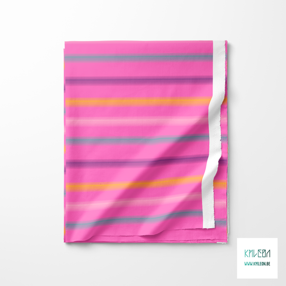 Soft horizontal stripes in pink, green, yellow and purple fabric