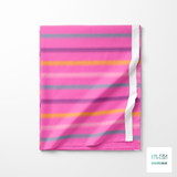 Soft horizontal stripes in pink, green, yellow and purple fabric