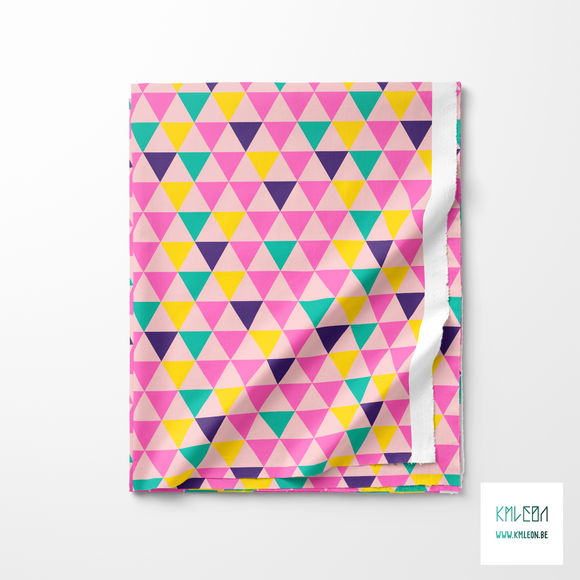 Green, purple, pink and yellow triangles fabric