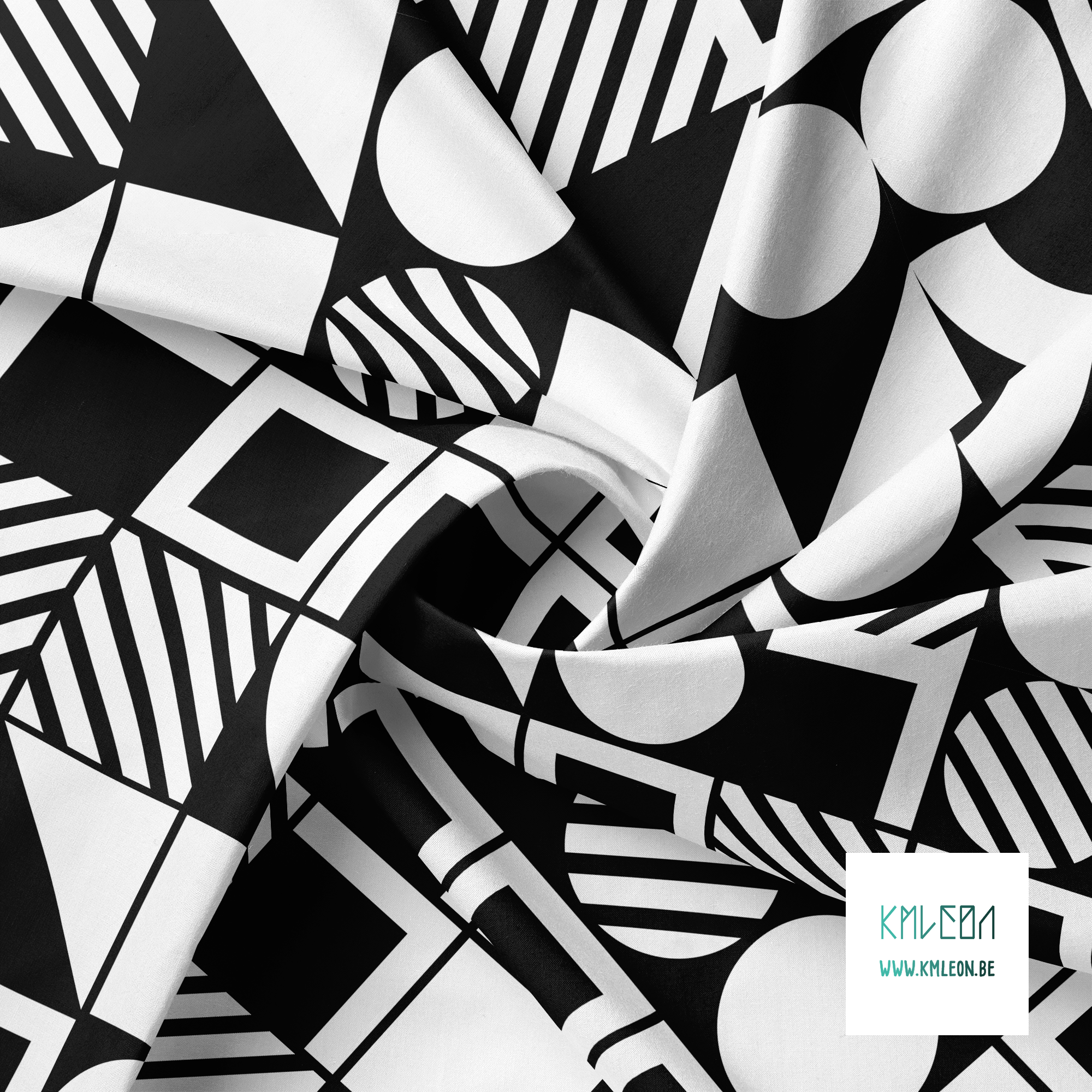 Black and white geometric shapes fabric