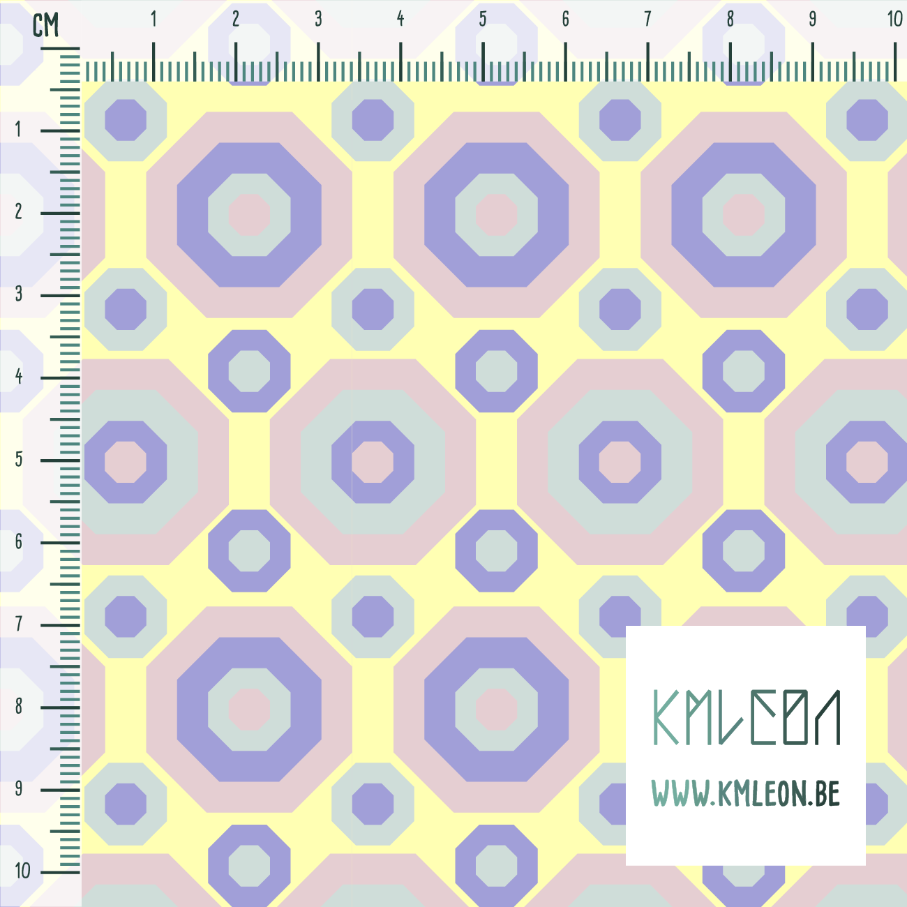 Retro octagons in green, pink and purple fabric
