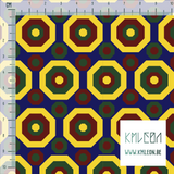 Retro octagons in yellow, red and green fabric