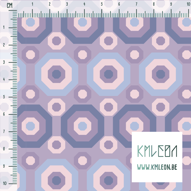 Retro octagons in purple, pink and blue fabric