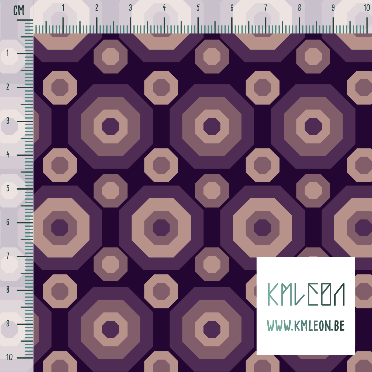 Retro octagons in purple and pink fabric