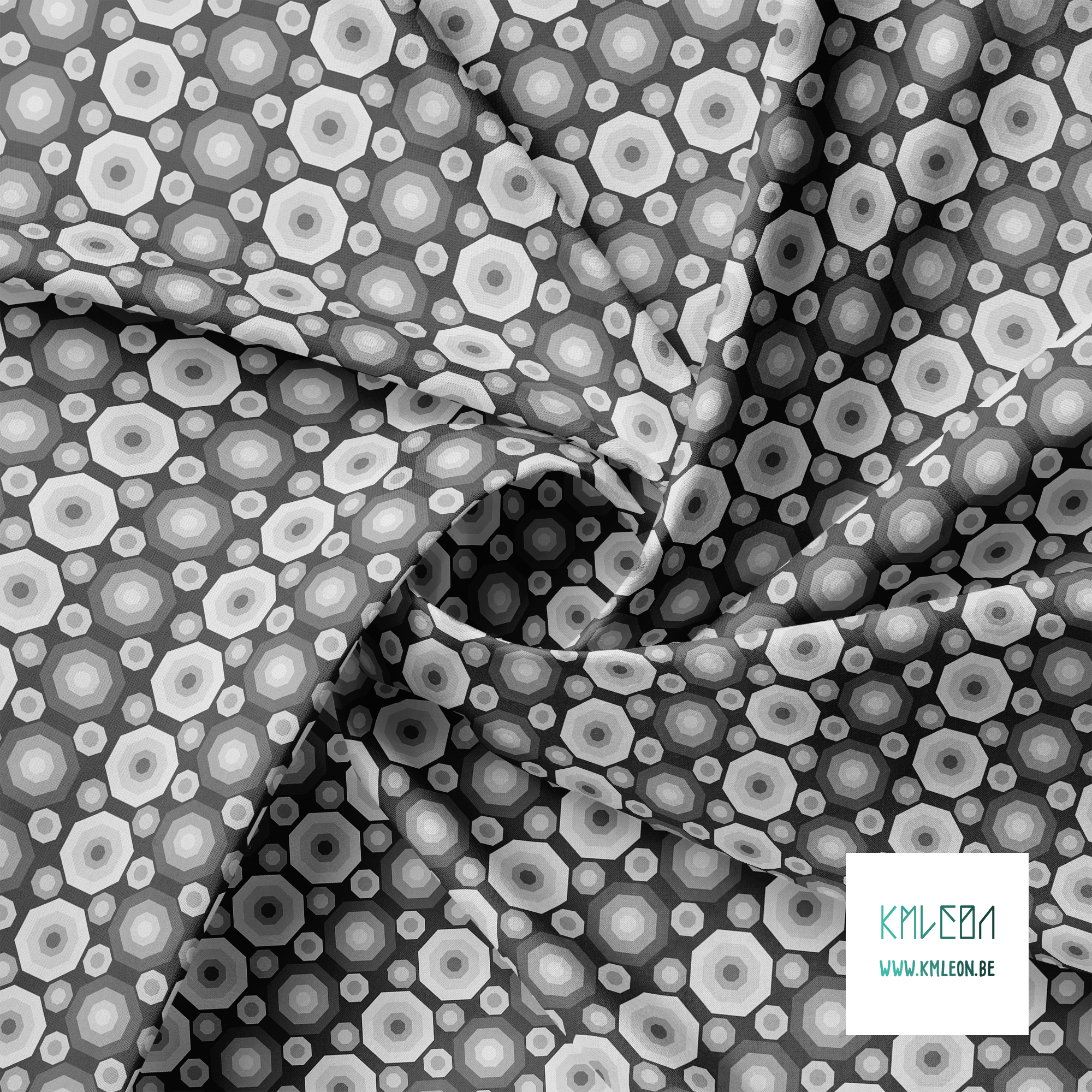 Retro octagons in grey fabric