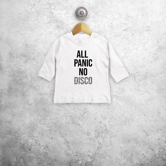 'All panic, no disco' baby shirt met lange mouwen