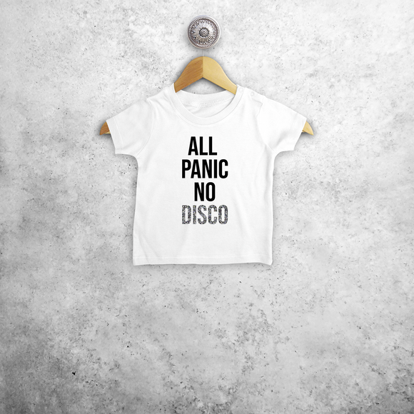 'All panic, no disco' baby shirt met korte mouwen
