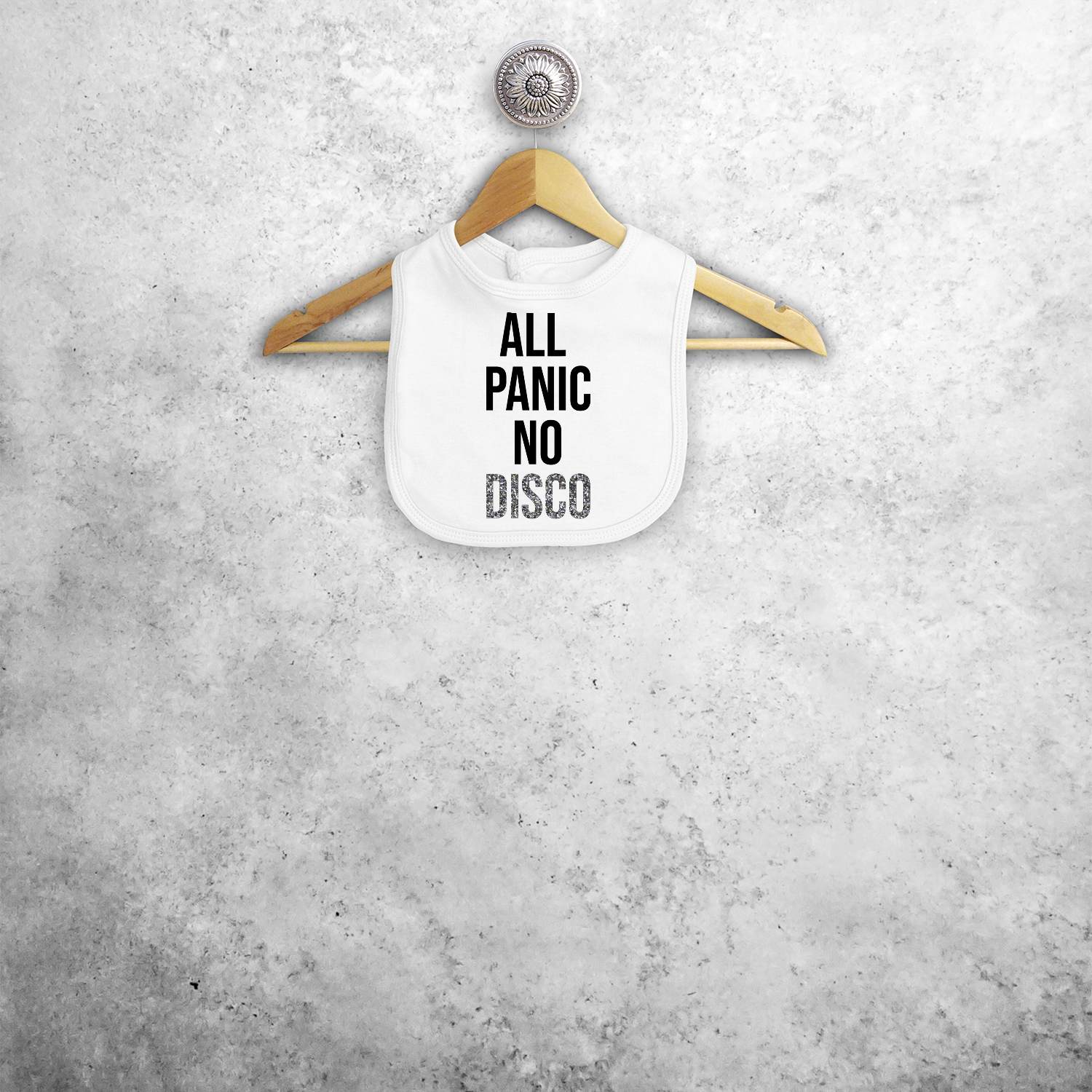'All panic no disco' baby bib