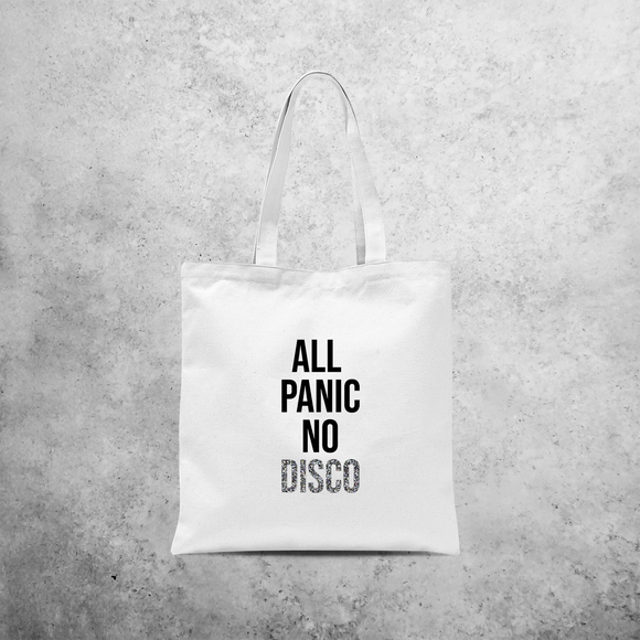 'All panic no disco' tote bag