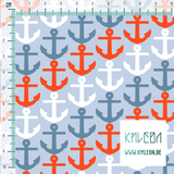 Blue, white and red anchors fabric