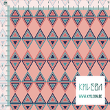 Teal, navy and pink triangles fabric