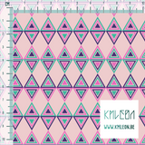 Pink, purple and green triangles fabric