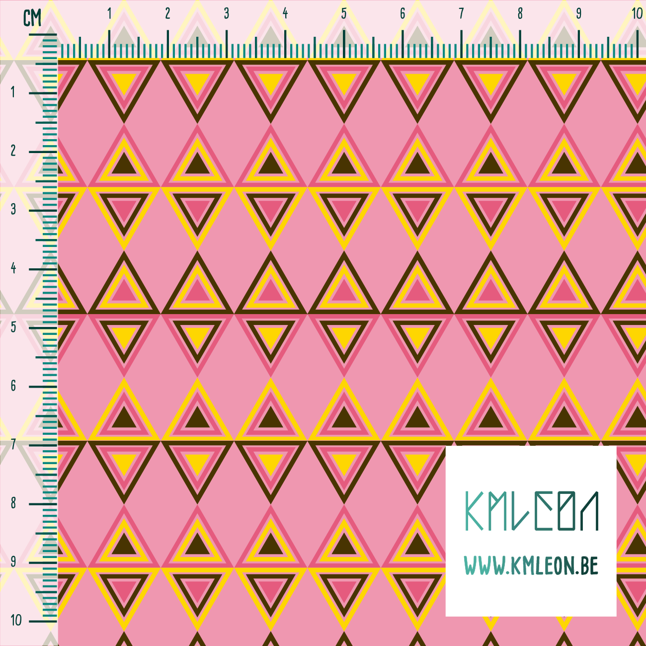 Yellow, pink and brown triangles fabric