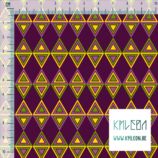 Pink, green and yellow triangles fabric
