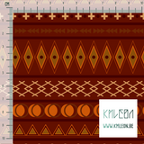 Geometric shapes in brown, beige and orange fabric