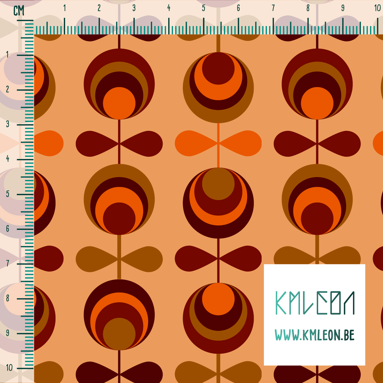 Brown and orange flowers fabric
