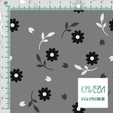 Grey flowers and leaves fabric