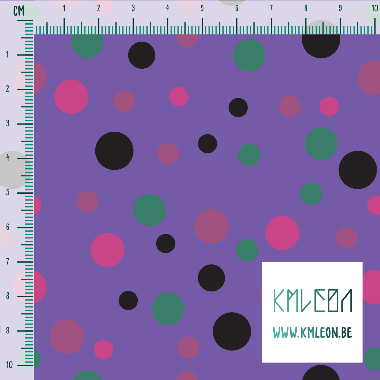 Random black, green and pink polka dots fabric