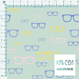 Pink, yellow and periwinkle glasses fabric