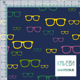 Pink, green and yellow glasses fabric