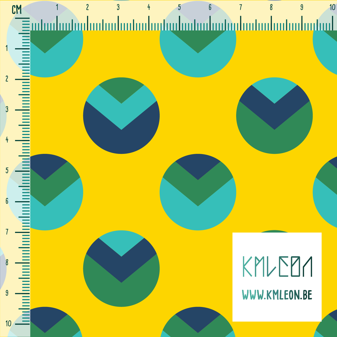 Blue and green circles and triangles fabric