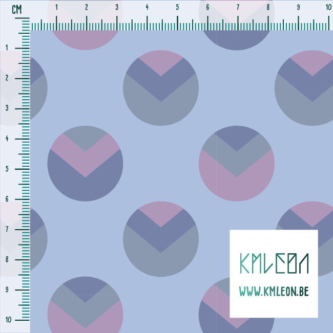 Purple and blue circles and triangles fabric