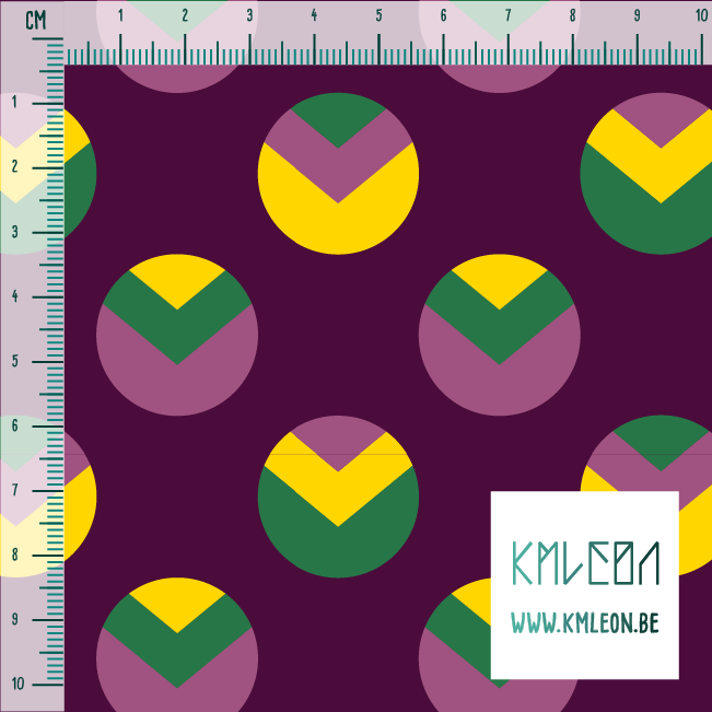 Green, yellow and pink circles and triangles fabric