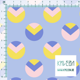 Yellow, pink and periwinkle circles and triangles fabric