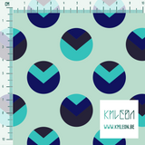Blue, navy and teal circles and triangles fabric