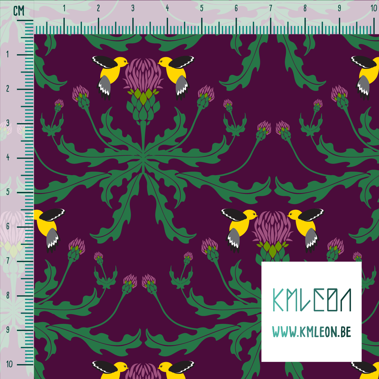 Thistle and goldfinches fabric