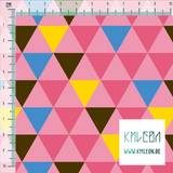 Yellow, pink, blue and brown triangles fabric