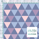 Blue, purple and pink triangles fabric