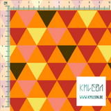 Yellow, pink, brown and red triangles fabric