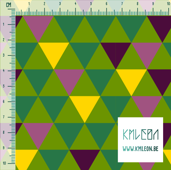 Groene, gele, paarse en roze driehoeken stof