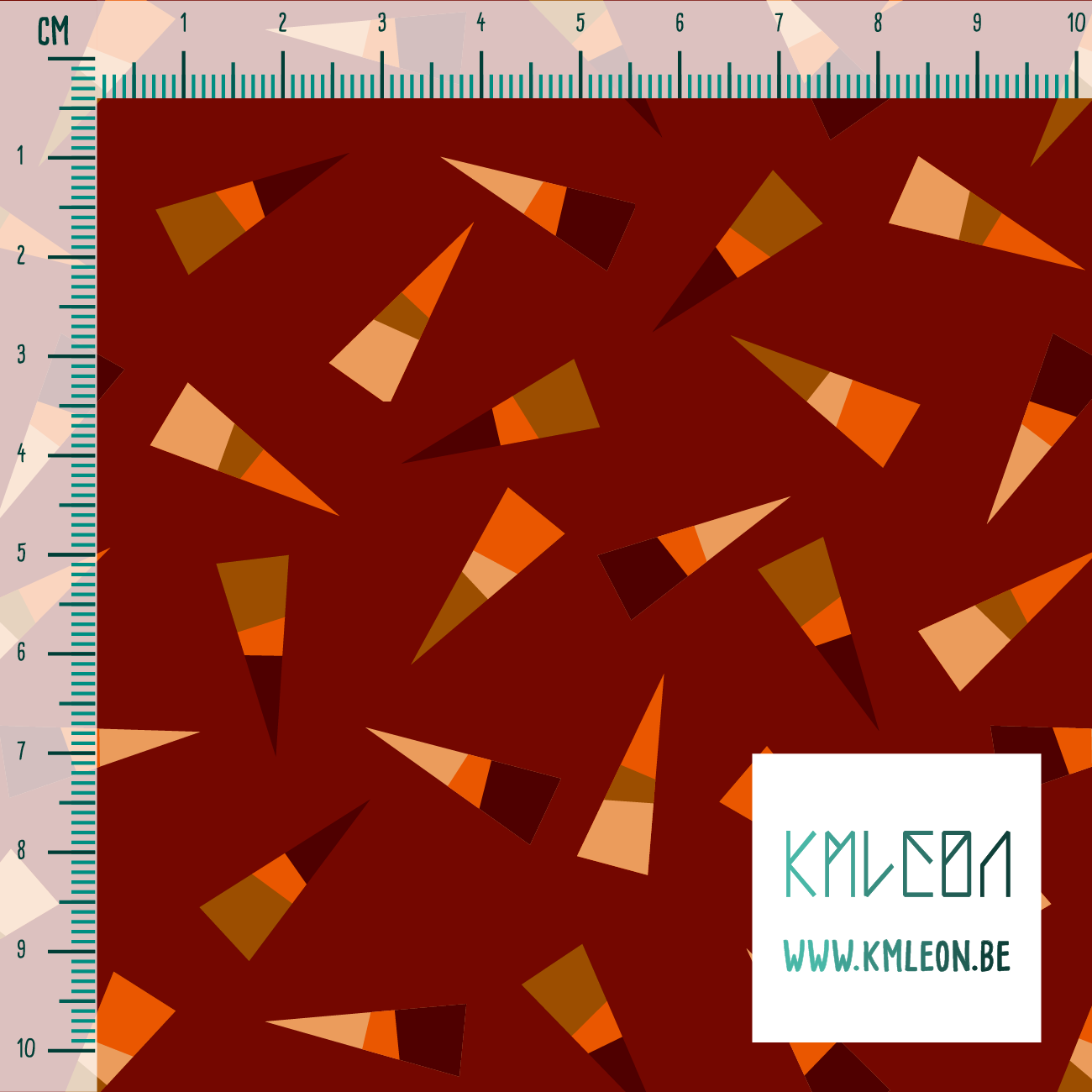 Orange, brown and beige triangles fabric