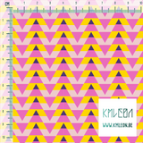 Striped triangles in yellow, pink and purple fabric