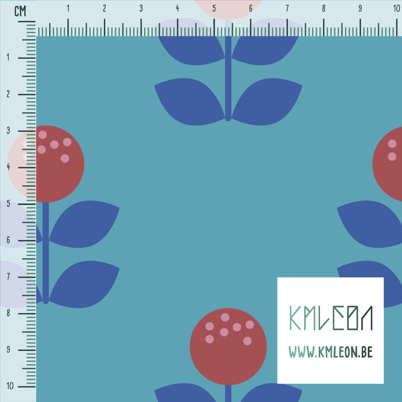Large blue and red flowers fabric